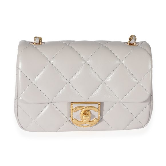 Chanel Grey Quilted Lambskin Mini Flap Bag - Picture 1 of 8